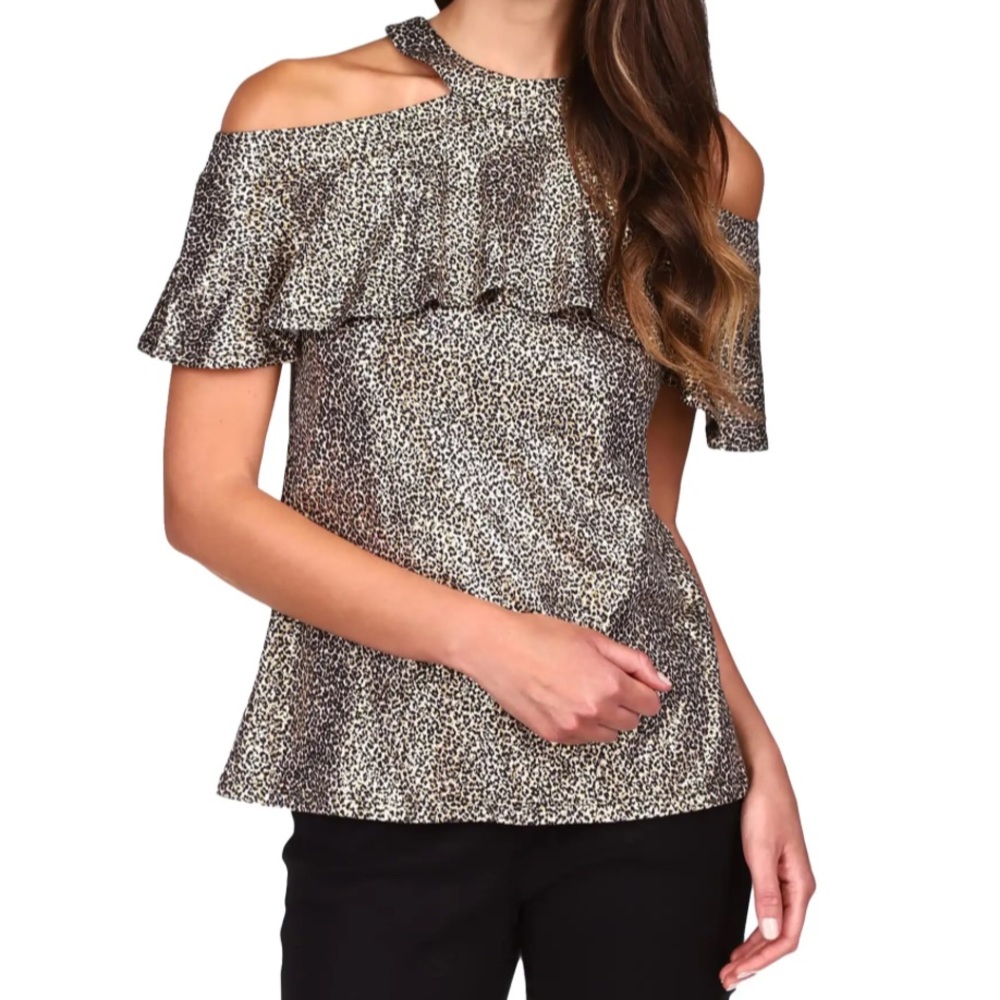 MICHAEL Michael Kors Animal Flounce Halter Top